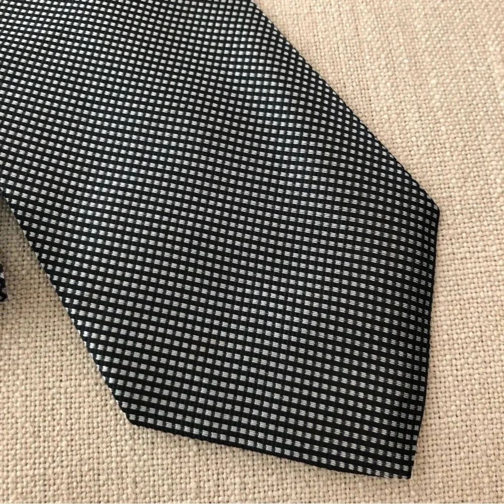 David Rappaport 100% silk black gray neck tie tie diamond career wedding‎ prom